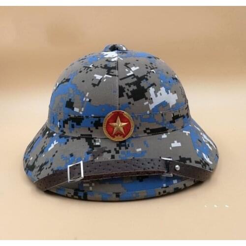 VIETNAM ARMY HAT NVA VIETCONG VC PITH HELMET EXPLORER CAMOUFLAGE CAP WITH STAR