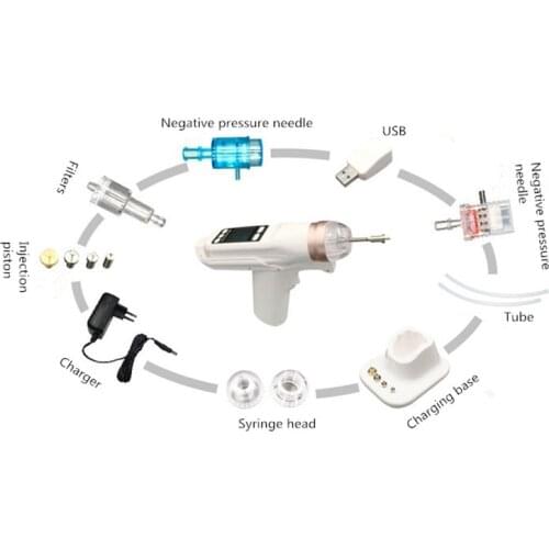 Korean Female 9 Needle Special Facial Water Device Treatment Beauty Machine Negative Pressure Meso GunFacial Blue Accessories