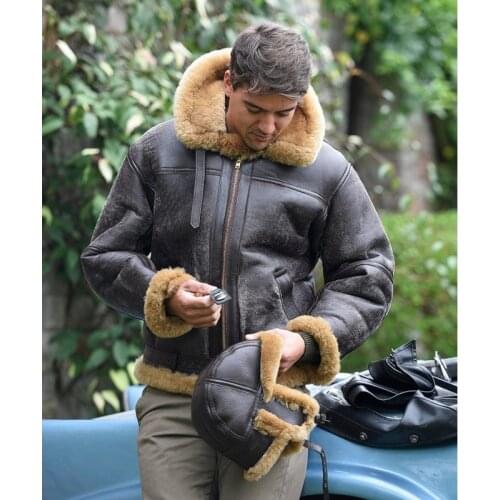 Lugentolo Faux Leather Jacket Men Fur Collar Wool Liner Sashes England Style Winter Fashion Men Coat