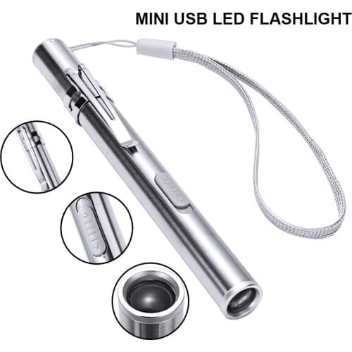Mini Pen Flashlight Outdoor Pocket Torch Lighting Nursing Handy Pen Light Super Bright LED Lamp USB Rechargeable 5V/500mA