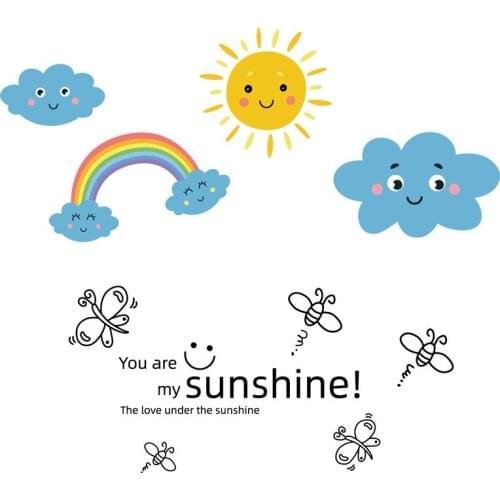 Cartoon Anime PVC Wall Sticker Rainbow Sunshine Home Bedroom Living Room Decoration Mural Kids Wall Decal
