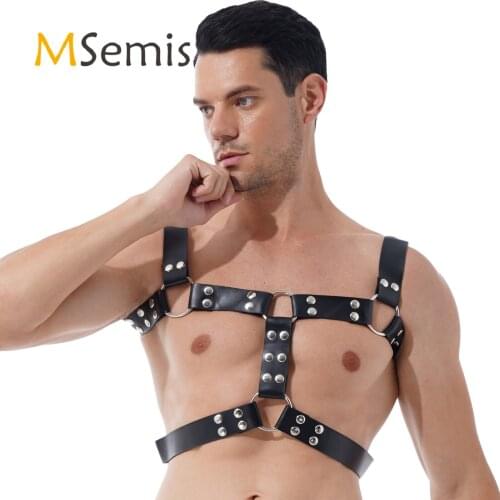 Harness Mens Lingerie Body Chest Faux Leather Harness Belt Adjustable Straps Clubwear Rock Music Concert Stage Show Accessories