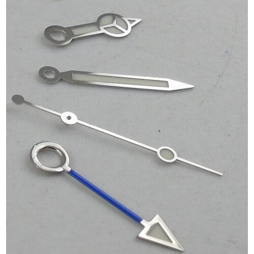 A set stainless steel edge luminous watch hand with blue GMT Pointer Fit For Mingzhu Automatic Movement Mens Watch H27A