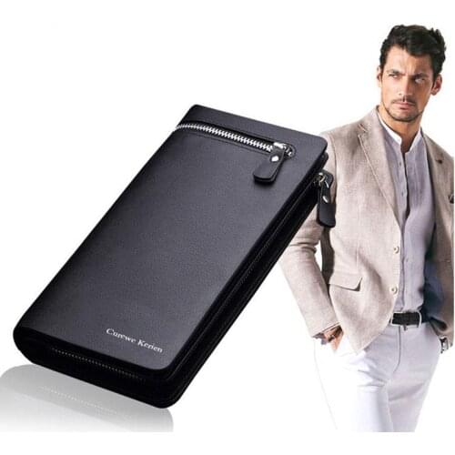 100% high quality brand new Fashion Leather Mens wallet brand zipper Coin Wallet Clutch double fold Wallet