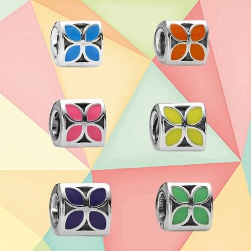 New Original Silver Charm Enamel Multi-color Lmited Edition DIY Beaded 925 Silver Womens Vintage Luxury Jewelry Wholesale