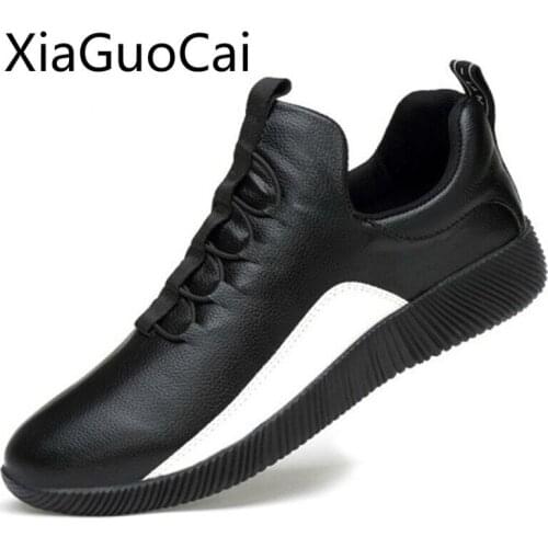 Spring Newest Mens Casual Shoes Korean PU Leather Mens Casual Sneakers Shoes Explosive Lace-up Flat Summer Casual Sneakers