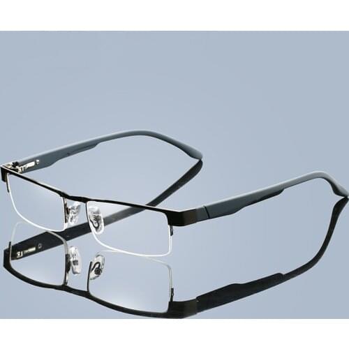 NYWOOH Alloy Reading Glasses Men High Quality Business Half Frame Hyperopia Eyeglasses Prescription +1.0 1.5 2.0 2.5 3.0 3.5 4.0