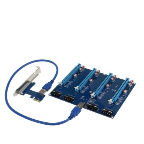 Pcie To Pcie Adapter Card 1 Drag 4Pci-E To Pcie 1X Slot Expansion Card One Turn Four 1 Turn 4 Expansion Card