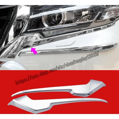 Fit For Toyota Prado FJ150 2018-2019 Chrome Front Headlight Eyelid Cover Trim 2pcs