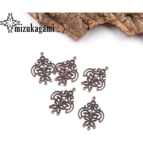 Zinc Alloy Retro Bronze Flowers Connector Linker Charms 6pcs/lot For DIY Tassel Drop Earrings Accessories
