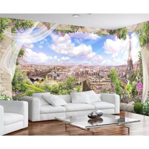 Custom Photo Wallpaper 3D Stereo European Window Paris Landscape Mural TV Background Wall papel de parede 3d