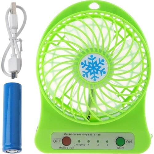 Portable Outdoor LED Light Fan Air Cooler Mini Desk USB Fan With 18650 Battery