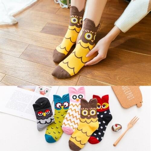 Casual Korea Style Women Socks Cartoon animal Owl socks Cotton funny girl socks Cute Socks Fashion personality socks