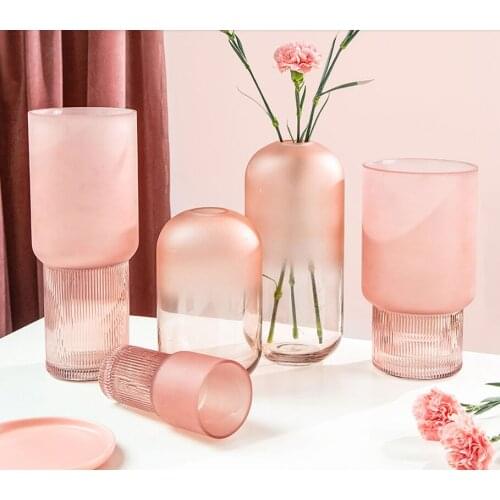 Simple Frosted Glass Vase Ornaments Hydroponic Flower Arrangement Living Room Fresh Flowers Dried Flowers Flower Arrangement