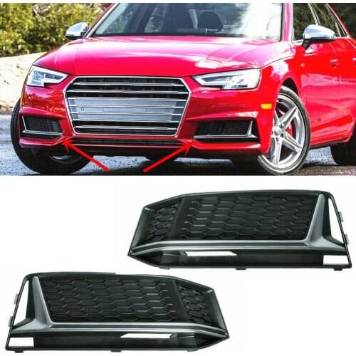 Fog Light Cover Anti-deformation Easy to Install ABS Front Bumper Fog Light Grille 8W0807681K 8W080a7682K for Audi A4L 16-18