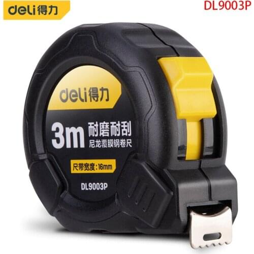 Deli DL9003P NylonCoatedSteel Tape Measure Specification 3mx16mm Carbon Steel Tape Manganese Steel Spring Design Measuring Tools