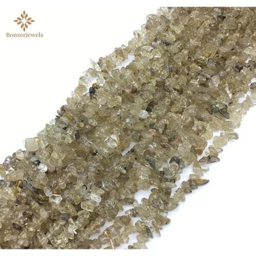 Rutilated Quartz Gold Natural Stone Crystal Irregular Gravel Spacers Loose Beads For Jewelry Making Bracelets DIY