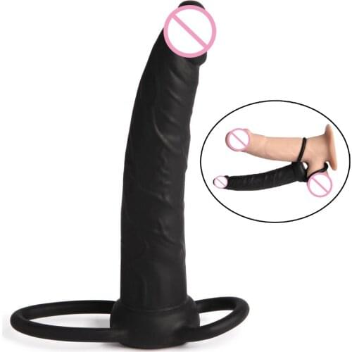Sex Black Silicone Big Dildos Strap On Real Penis Cage Rings Anal Plug Vagina G-spot Orgasm Massager Sex Toys For Woman Couples