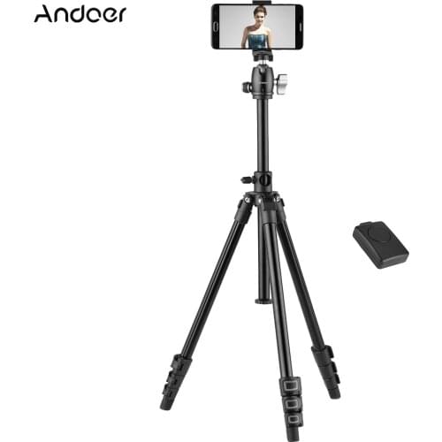 Andoer Q160H Camera Tripod Travel Tripod 360 Degree Ball Head Remote Control for DSLR Cameras Smartphones for Canon Nikon Sony