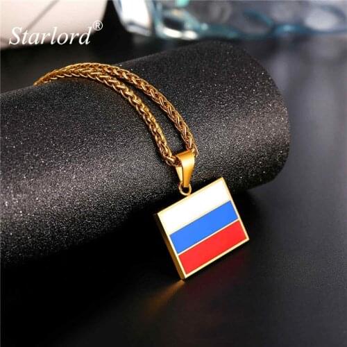 Starlord Russian National Flag Pendant Necklace Jewelry Stainless Steel/Gold Color Patriot Necklace For Men Women GP2443