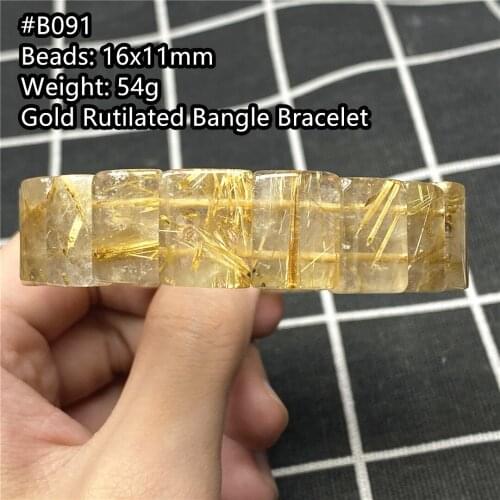 Top Natural Gold Rutilated Quartz Bracelet For Women Men Healing Wealth Luck Stone 16x11mm Beads Stretch Bangle Jewelry AAAAA