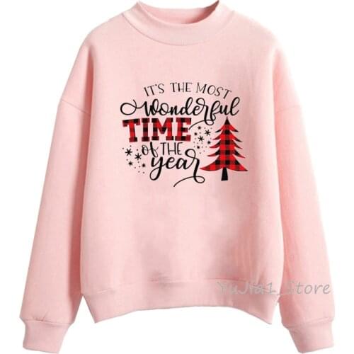 Merry Christmas hoodies for women cute graphic sweatshirts pink hoody cute Christmas gift oversize clothes winter top streetwear
