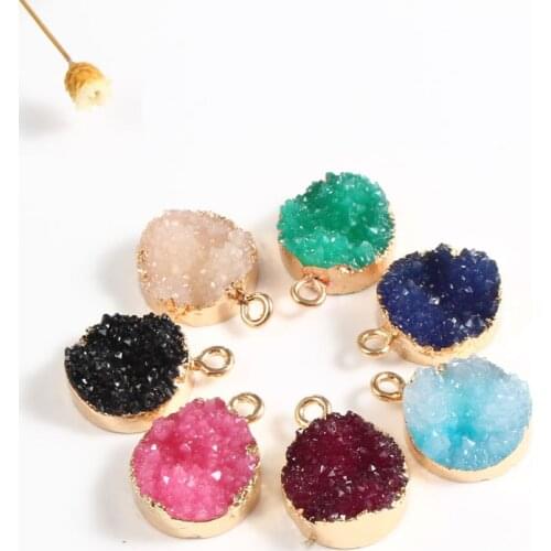 1pc Geometric Round Irregular Stone Resin Earrings Drop Ear Studs Pendant Diy Making Fake Druzy Necklace Bracelet Charm Findings