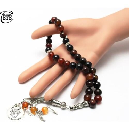 10mm Muslim Gift Islamic 33 Carnelian Stone Prayer Bead Bracelet Rosary Muslim Tasbih Misbaha Masbaha Tespeeh Allah Sibha Tesbih