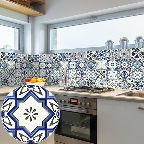 16pcs/set Mexican Style Ceramics Tiles Wall Sticker Kitchen Bathroom Tables Art Mural Home Decor Peel & Stick PVC Wall Decals