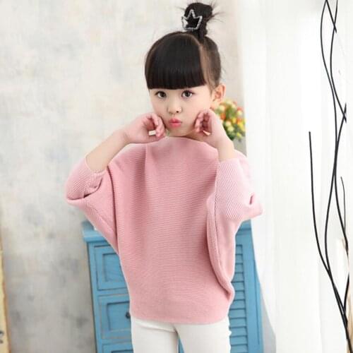 2020 Spring Autumn Baby Toddler Teenage Childrens Clothing Girls Pullover Sweater Long Batwing Sleeve Kids Knit Sweaters Tops