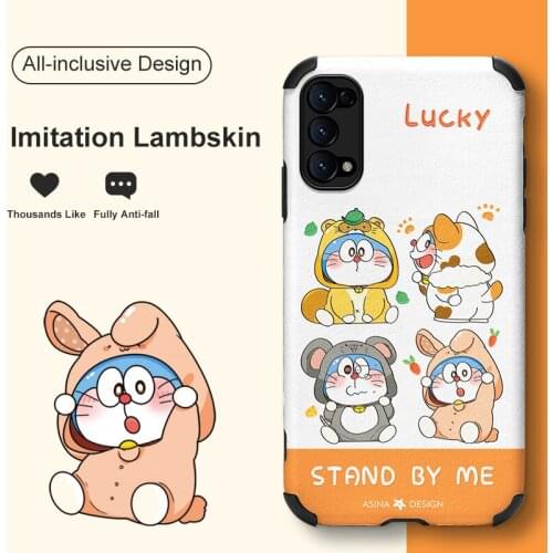 ASINA Imitation Lambskin Case For OPPO Reno 2 3 4 5 Pro Cute Cartoon Cat Silicone Cover Bumper For Realme X7 Find X3 X2 Pro Lite