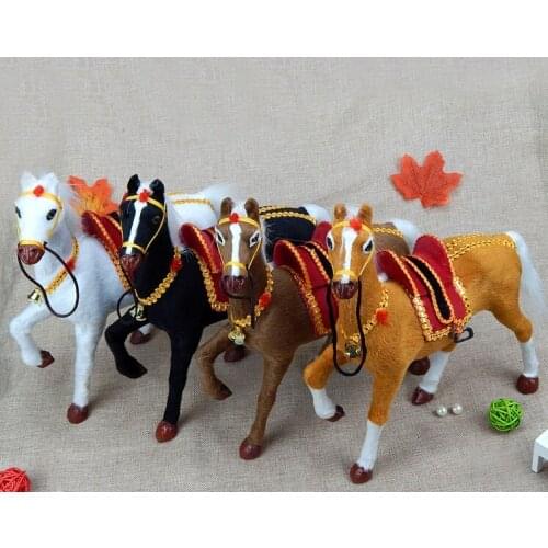Large 29x27cm simulation horse polyethylene&furs horse with saddle model handicraft prop,home decoration Xmas gift w1497