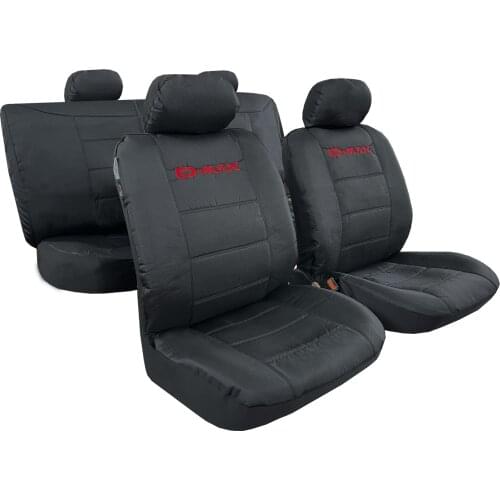 Canvas Seat Covers For Isuzu D-Max DMAX, Waterproof Black Full Set Embroidery Auto Protector, Airbag Safe Universal Easy Fit