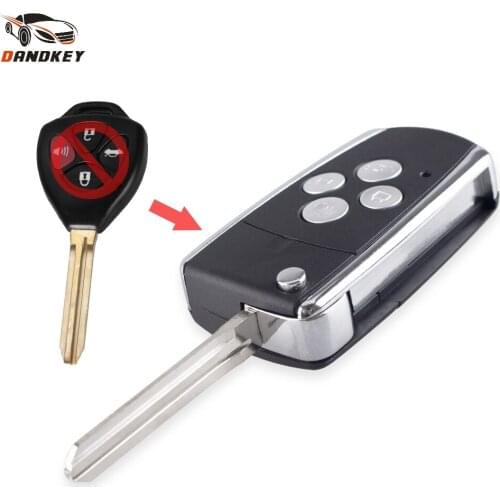 Dandkey 4 Buttons Fob Cover For Toyota Camry Modified Flip Folding Brand New Remote Key Shell Case Keyless Entry key shell