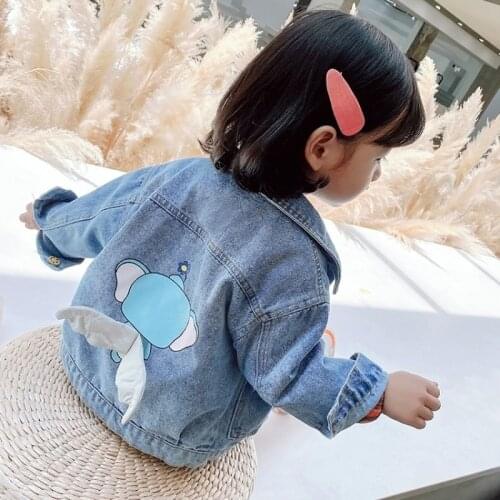 Girls Jean Jacket Spring and Autumn Girls Jackets New Korean Baby Girl Cartoon Wings Denim Jacket