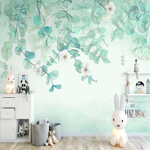 Custom Photo Wallpaper Modern Green Leaf Nordic Style Mural Living Room TV Sofa Bedroom Wall Painting Papel De Parede Home Decor