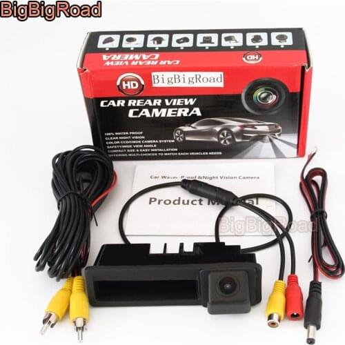 BigBigRoad Car Trunk Handle Rear View Backup Reverse Camera Waterproof For Audi Q7 4L 2005-2015 / A6 C6 4F S6 RS6 2005-2011