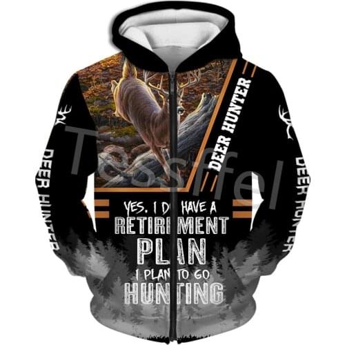 Tessffel Camouflage Hunting Deer Hunter Animal 3D Printed Winter Fashion Men and Women Warm Fleece Jacket Zipper Hoodie Style-6