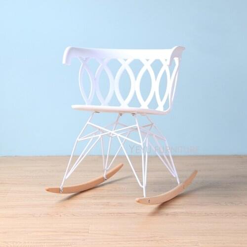 Modern Design Popular Home decoration Rocking Chair Plastic Shell Rocker Home loft Rocking chairs Leisure Chair-Black Wire leg