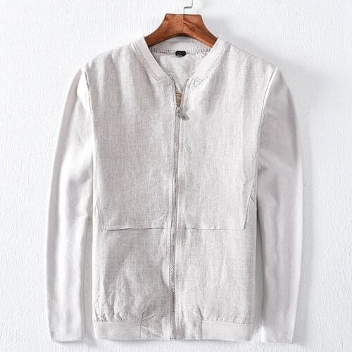 2019 New Arrival Men Fashion Slim Fit Linen cotton Male Casual Jacket Business spring Autumn Vintage