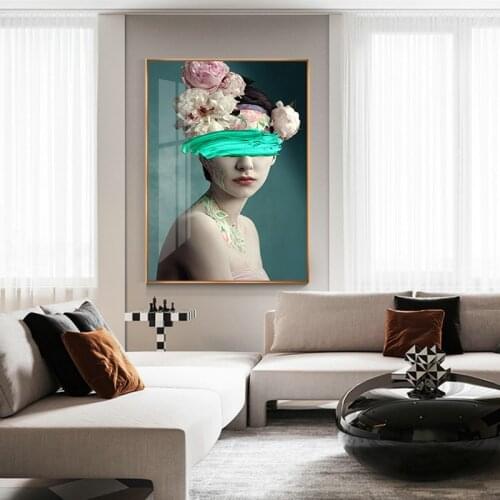 Fashion Art Womens Portrait Poster Canvas Painting Nordic Wall Art Poster and Prints for Living Room Bedroom Decoration