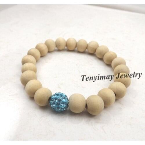 Fashion Lake Blue Crystal Bracelet Original Wooden Beaded Bracelet For Promotion 20pcs/lot Free Shipping