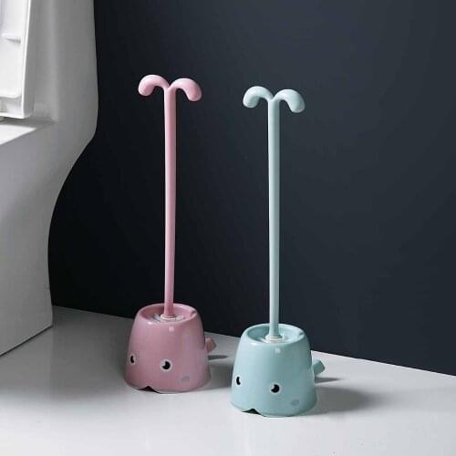 Cute Cartoon Toilet Brush Set Toilet Cleaning Brush With Holder Whale Shape Scrubber Hotel Home Cleaning Tools