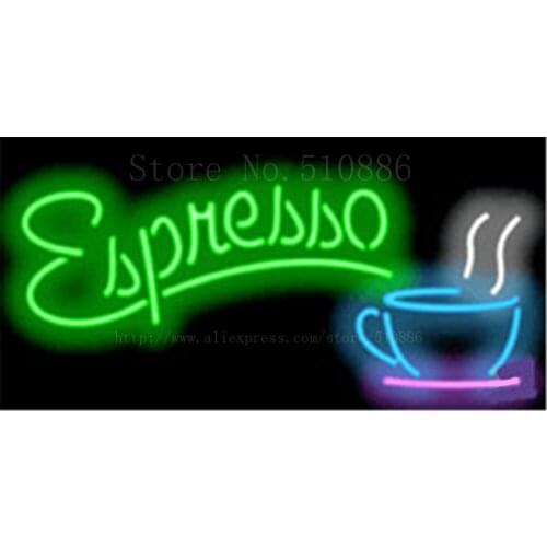 Espresso Neon sign Real Glass Tube Bulbs Light Bar Beer Club Custom Store Decoration Signboard Leisure coffee drink 17"x14"
