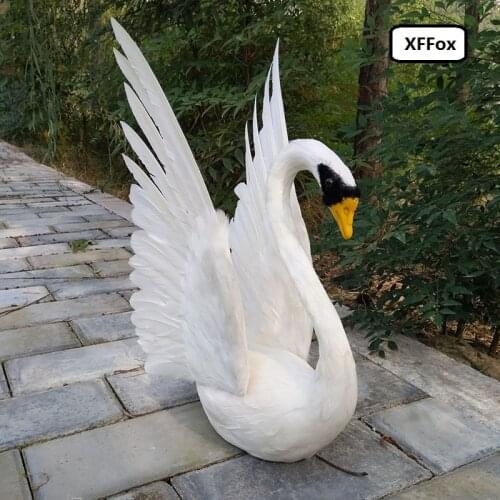 New simulation wings swan model foam&feather real life white swan toy gift about 30x48cm xf0768