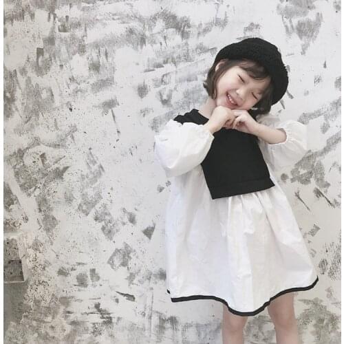 New 2018 Autumn Girl Dress Fashion Patchwork Shirt Dress for Baby Girl Clothes Toddler Girl Party Princess Dress Preppy Style