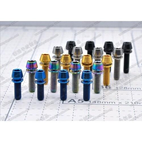 Wholesale 60pcs/lot M5*16mm M5*18mm M5*20mmTitanium road Bicycle Stem Bolt MTB Bike Ultralight Stem Screws with 60pcs washers