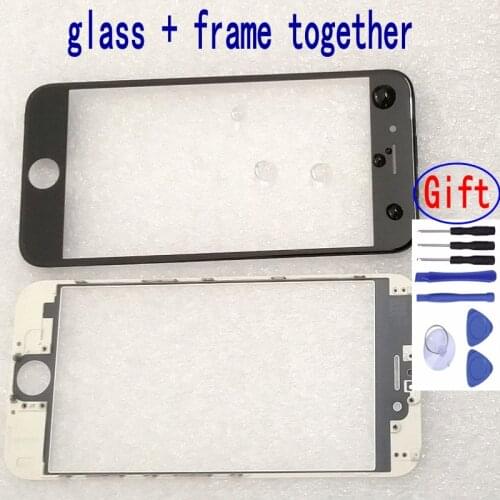 Original Front Outer Glass frame housing kit for iPhone 5s 5c 6 6s 7 8 plus Glass window Pre-installed middle frame Replacement