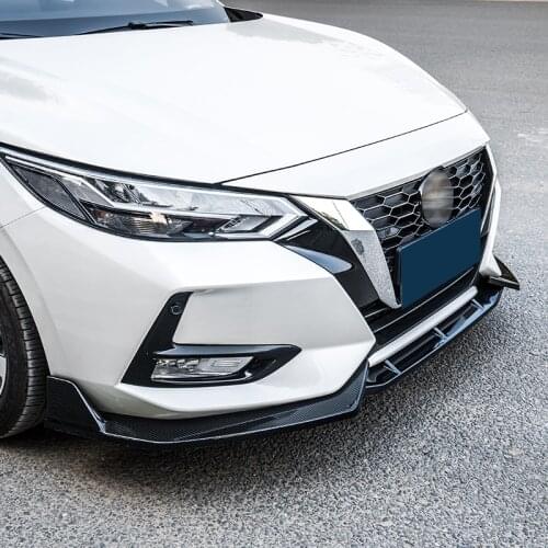 Front Bumper Spoiler Protector Plate Lip Body Kit Splitter Carbon Surface Decorative Strip Shovel For Nissan Sentra Sylphy 2020