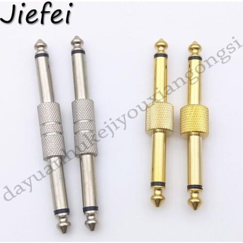 10-100Pcs Gold or silver 6.35mm Mono Adapter 2 Poles Male to 6.35mm Male Plug Straight Converter 1/4 Inch Audio Extender Coupler